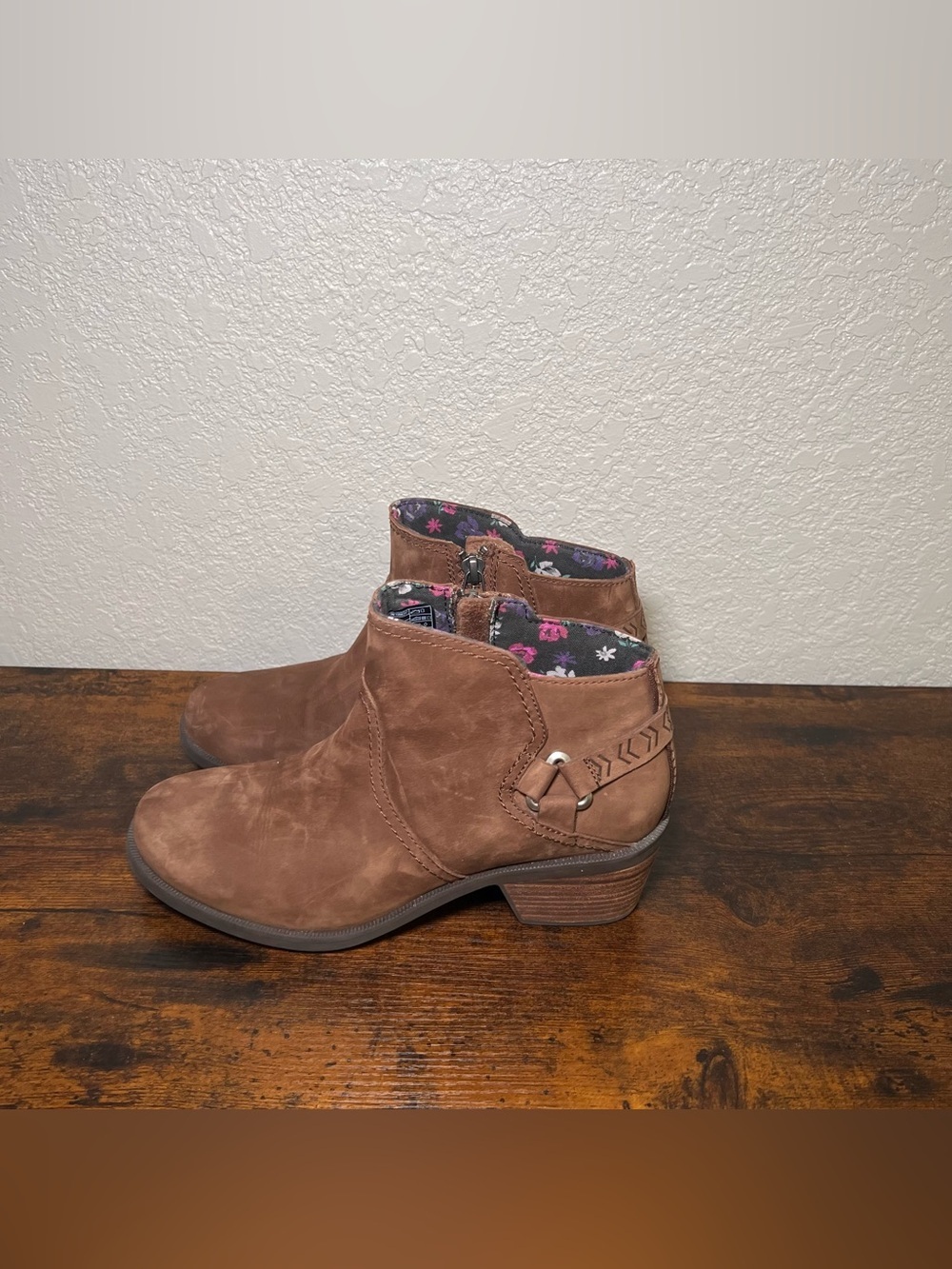 Teva Brown Suede Ankle Boots with Floral Lining